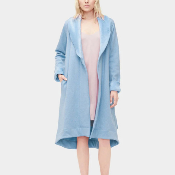 UGG DUFFIELD LIGHT BLUE PLUSH BATH‎ ROBE NEW! - Picture 1 of 5